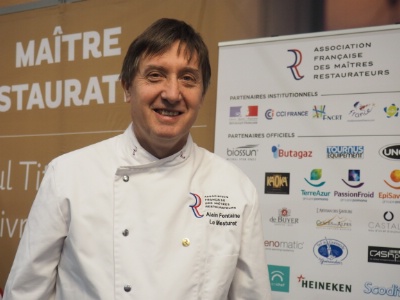 Alain Fontaine sur le stand de l'Association des Maîtres Restaurateurs au Sirha souligne le dynamisme des membres et du titre.