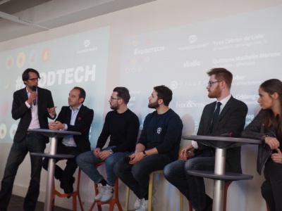 De g à d : Grégoy Lanceplaine, Yves Cebron De Lisle, Jean-Baptiste Deprez, Dimitri Farber (Tiller), Guillaume Erblang-Rota-RU (Food&Sens) et Quiterie Mathelin-Moreau (Skello)/ De g à d : Grégoy Lanceplaine, Yves Cebron De Lisle, Jean-Baptiste Deprez, Dimitri Farber (Tiller), Guillaume Erblang-Rota-RU (Food&Sens) et Quiterie Mathelin-Moreau (Skello)/