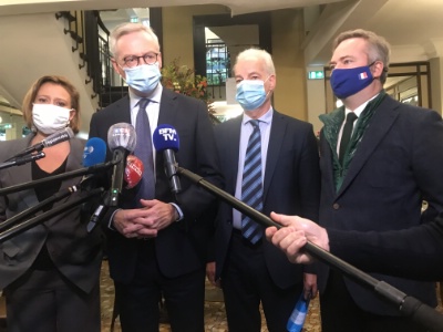 De g à d : Olivia Grégoire, Bruno Le Maire, Alain Griset et Jean-Baptiste Lemoyne. De g à d : Olivia Grégoire, Bruno Le Maire, Alain Griset et Jean-Baptiste Lemoyne.
