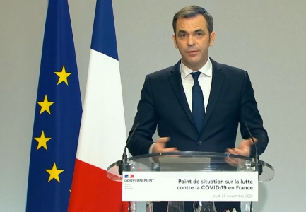 Olivier Véran, ministre de la Santé, lors de la conférence de presse du 25 novembre.