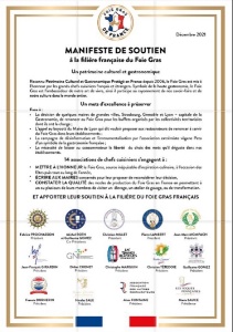 Manifeste de soutien à la filière française du foie gras