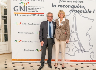 Catherine Quérard, présidente du GNI Grand Ouest, et Didier Chenet, lors du dernier congrès du GNI.